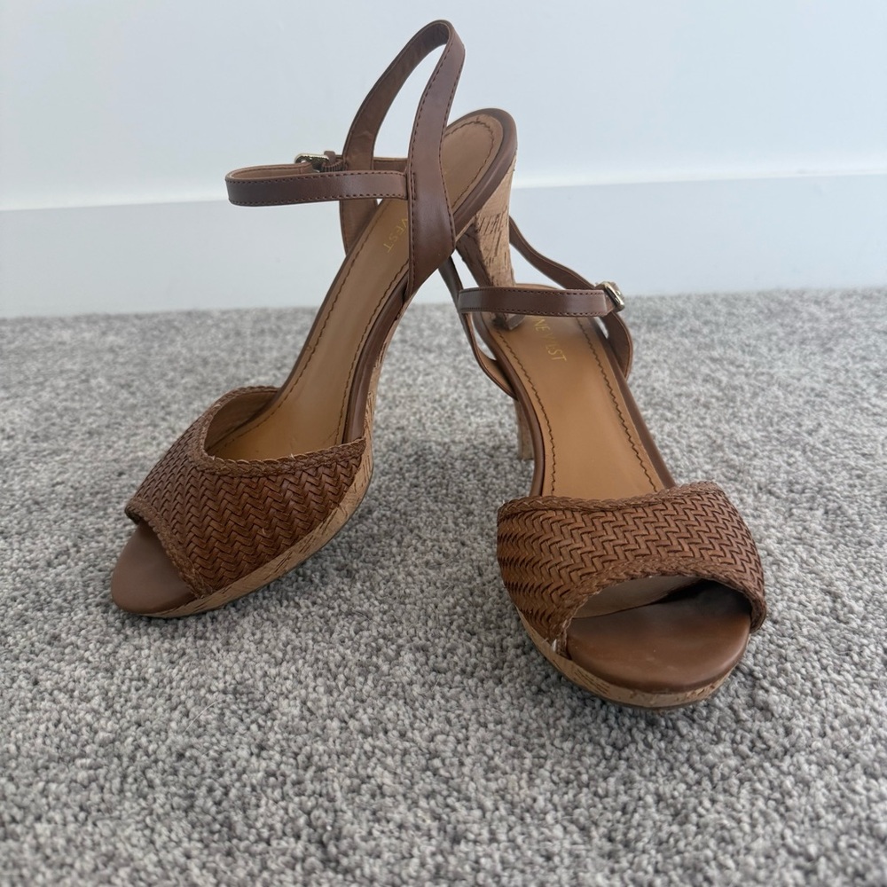 Last Chance - Nine West Brown Woven Sandals
